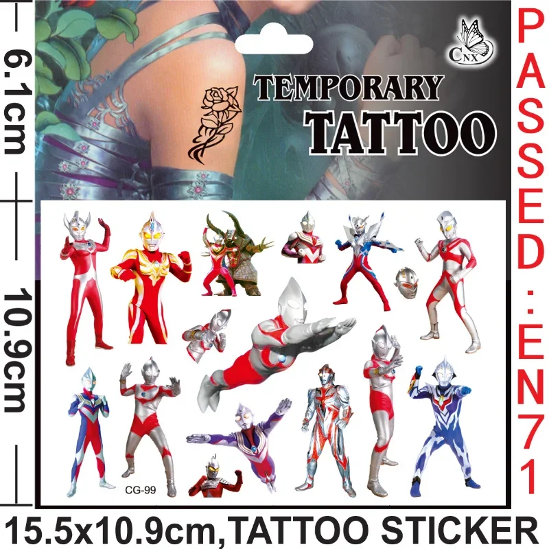 Ultraman Tattoo Stickers Waterproof Cute Dijia Sticker Funny Cartoon Reward Toy Paster Kids Girls Christmas Birthday Gift