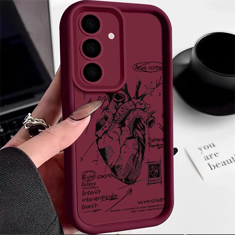 Samsung Phone Case Suitable S24 S23 S22 Ultra Plus S21 A55 A54 A53 A52 A35 A25 A15 A14 5G Heart example diagram Silicone Cover