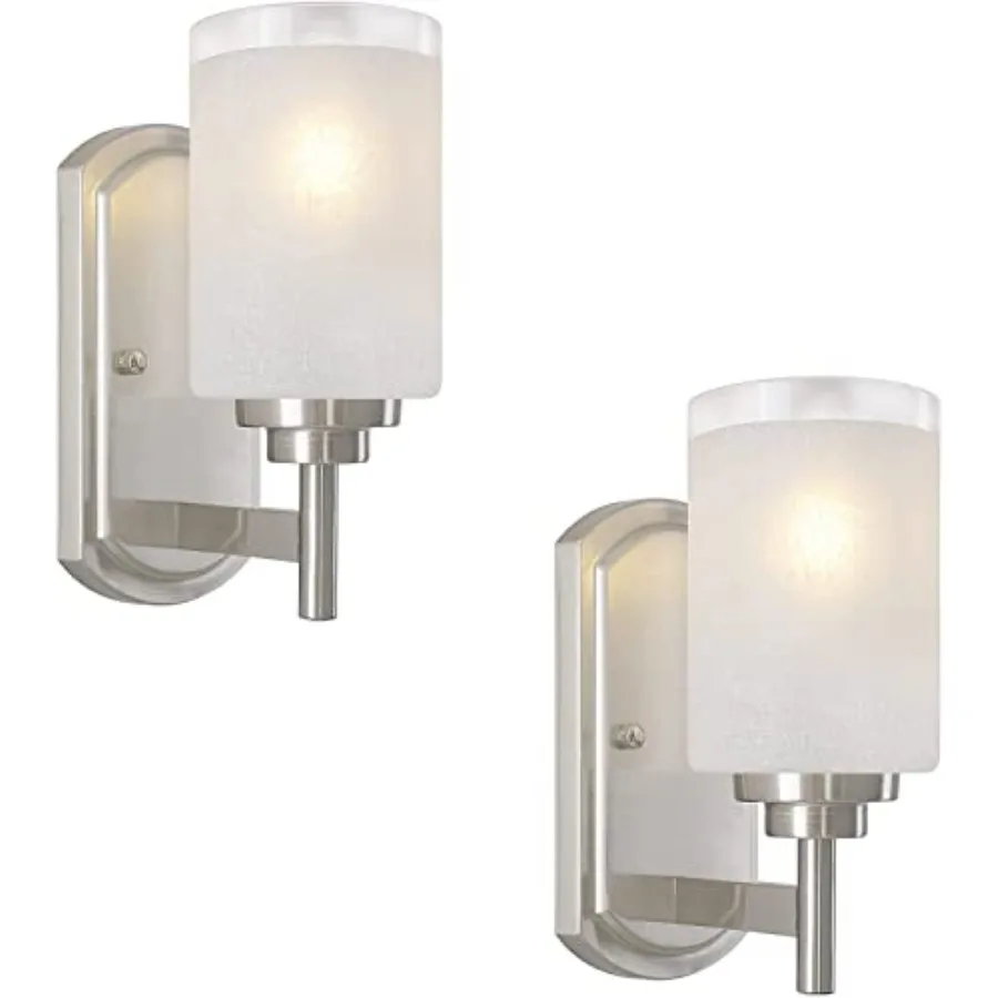 

Sconces Wall Lighting Set of Two Bathrooom Vanity Light Brushed Nickel 2 Pack Modern Wall Light Fixtures with Shade for Porch B