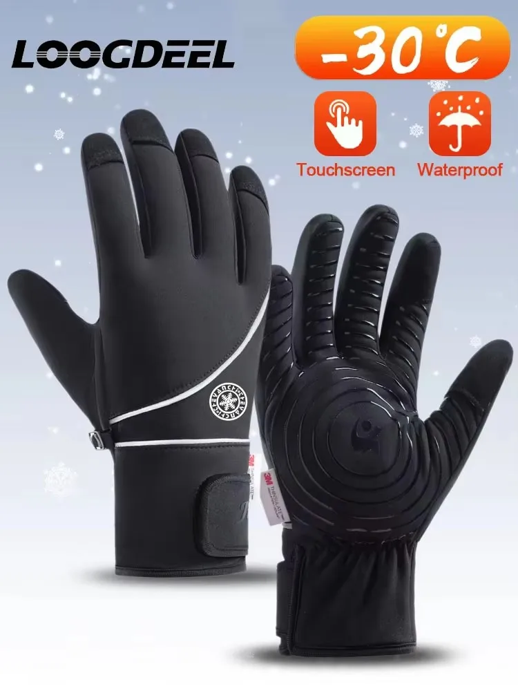 AliExpress loogdeel LOOGDEEL 1Pair Winter Ski Gloves Touch Screen Warm Gloves Non-Slip Palm Cold Weather Thermal Gloves for Cycling Driving Skiing