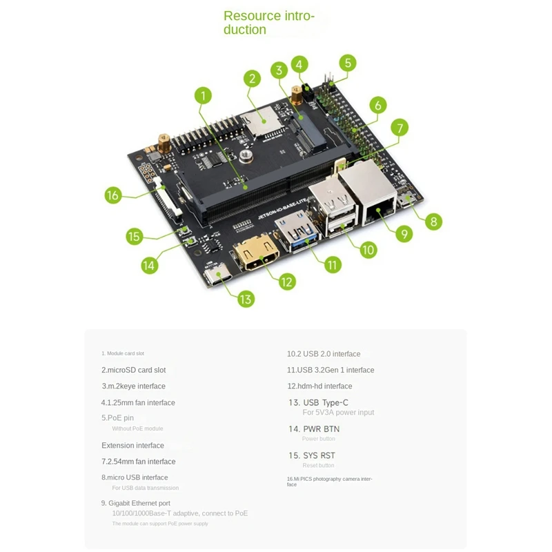 For Jetson Nano IO Base Lite DEV 4GB AI Artificial Intelligence Development Core Board Base GPIO Expansion Board Base Parts