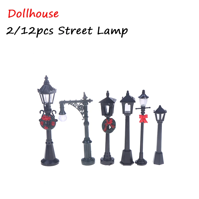 

2/12 шт. кукольный домик мини рождественские уличные фонари садовые уличные фонари имитация модели миниатюры огни украшения домашний декор