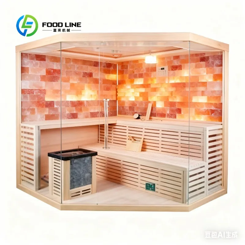 Sauna de Madera Personalizada con Diseño en Esquina y Paneles de Vidrio Transparentes para Gimnasio Interior y Relajación, Compra al por Mayor y Ahorra Dinero