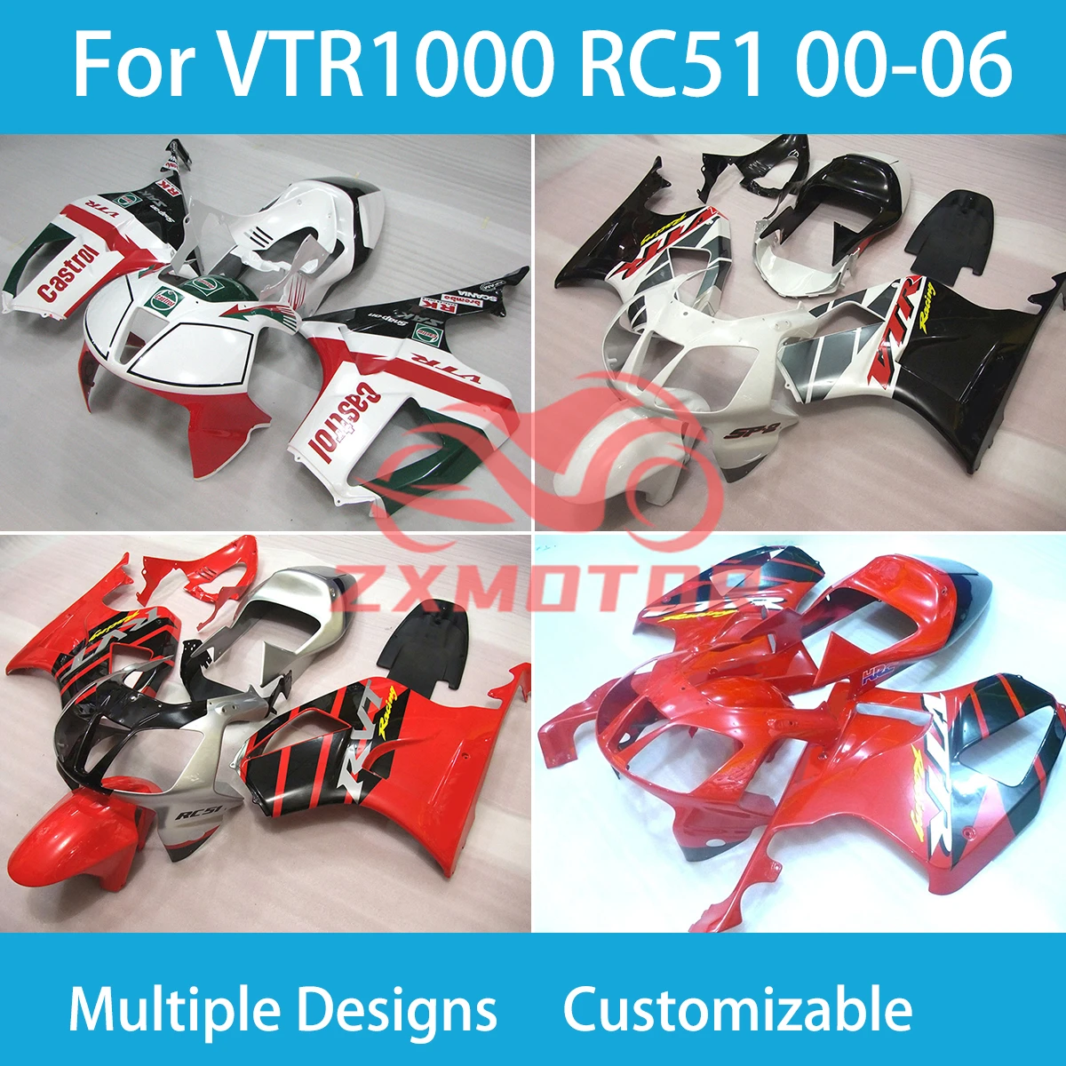 VTR 1000 RC51 00 01 02 03 04 05 06 Fairings for Honda Honda VTR1000 RC51 2000 2001 2002 2003 2004 2006 Motorcycle Fairing Kit