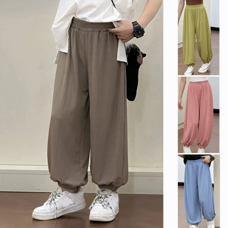 1pc Kid Mosquito Proof Pant Boy Girl Casual Loose Thin Trouser Ice Silk Spring Summer Baby Versatile Breathable Candy Color Pant