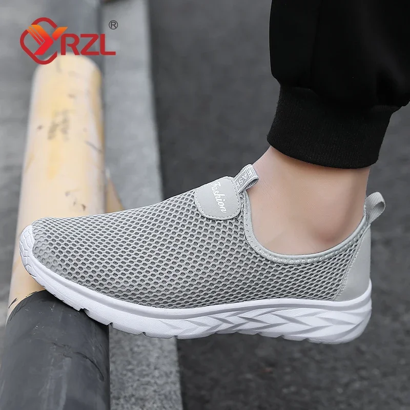 YRZL Breathable Men Casual Shoes Summer Lightweight Outdoor Male Walking Shoes Anti-slip Mens Sneakers Slip on Flats Size 39-46