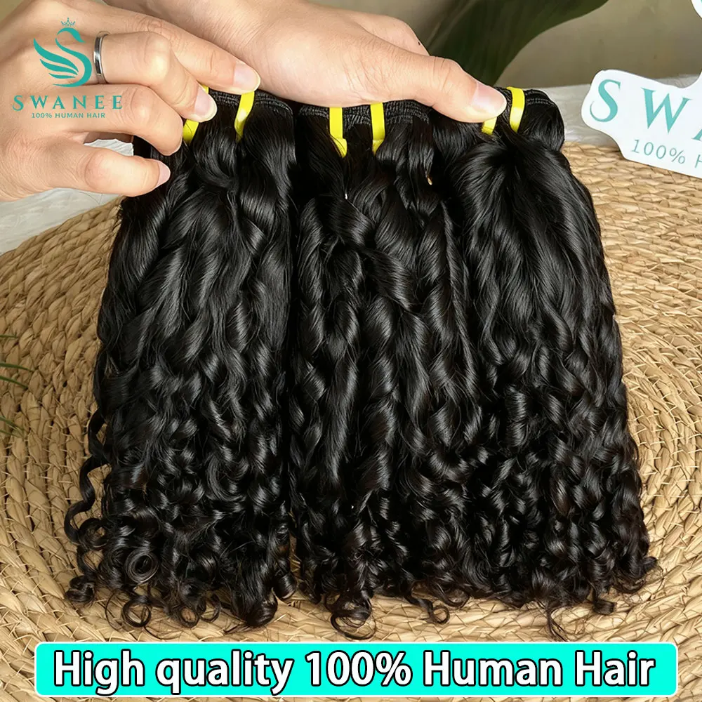 SWANEE-Bundle de cheveux humains naturels bouclés Pixie Wave pour femme, extension de cheveux vietnamiens pour femme, fournitures de salon, 10-30 po