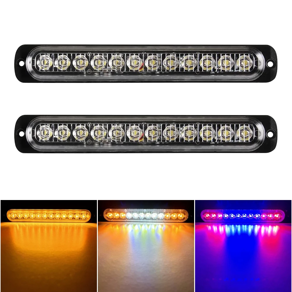 2 шт., автомобильный стробоскоп, 12 В, 24 В грузовых автомобиля 12V 24V 12LED вспышка сигнальный маяк решетка автомобиля аварийная вспышка желтый светофор