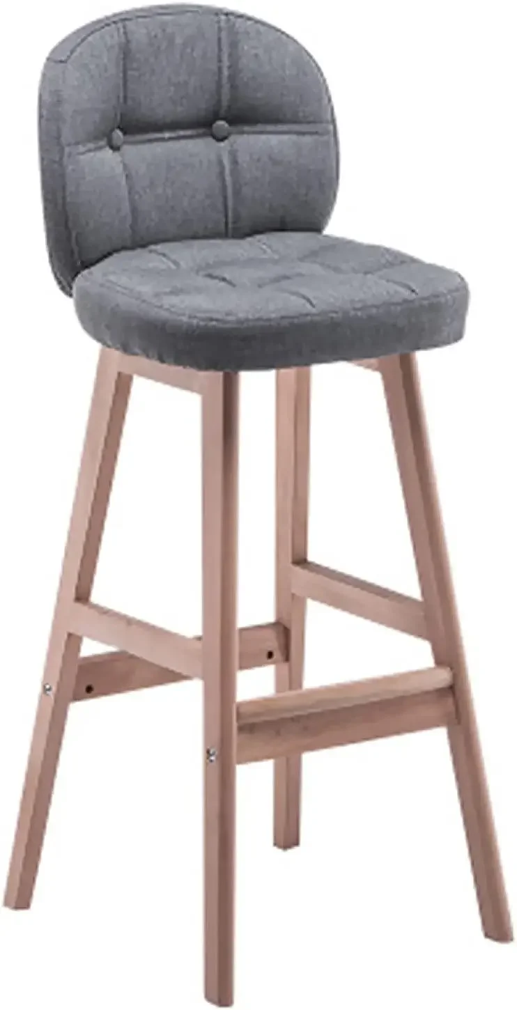 Modern Bar Chair Kitchen Counter Bar Stool Wood with Back, for Modern Island Breakfast for Pub Coffee Home Dinning,Gray,65CM