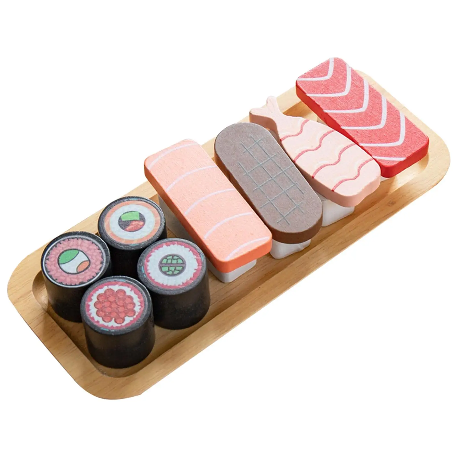 Juego de comida para sushi, juguete de aprendizaje, percepción de color clásica, juego de sushi de madera, juego de comida para rebanar sushi para niñas y niños de 3 años o más