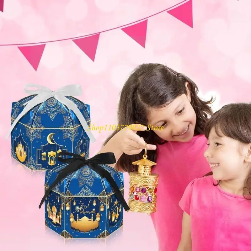 

C4DF 24 шт. подарочные коробки на Рамадан и цветные упаковочные ленты, двускатные коробки, коробка для угощения для праздника Ид