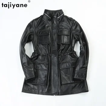 Tajiyane Real Leather Coat Sheepskin Genuine Women Vintage Leather Top Autumn Mid-length Leather Jacket Chaqueta Cuero Mujer SGG