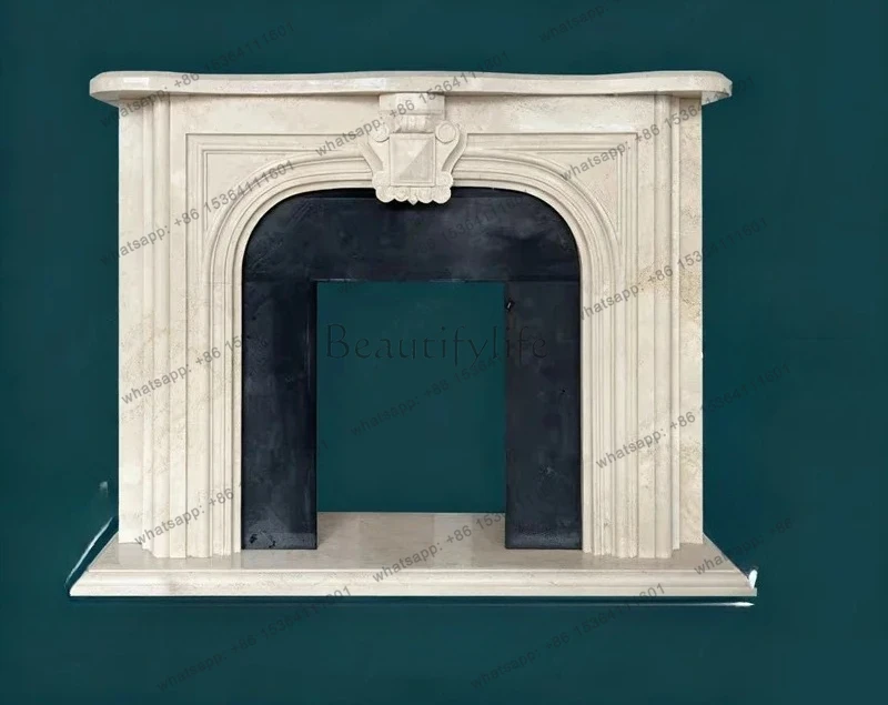 

Marble fireplace living room decorative cabinet stone carving white marble French natural mantel