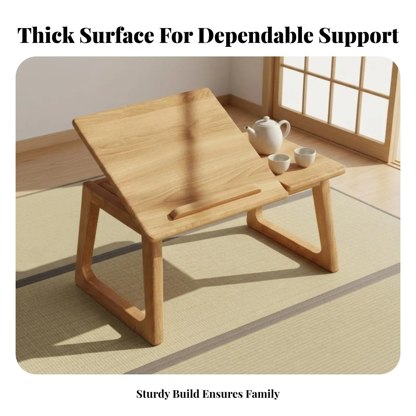 

Adjustable Lap Desk Foldable Design Low Table Versatile Sturdy Legs for Telecommute Workers, Children, Bay Window, Bedroom