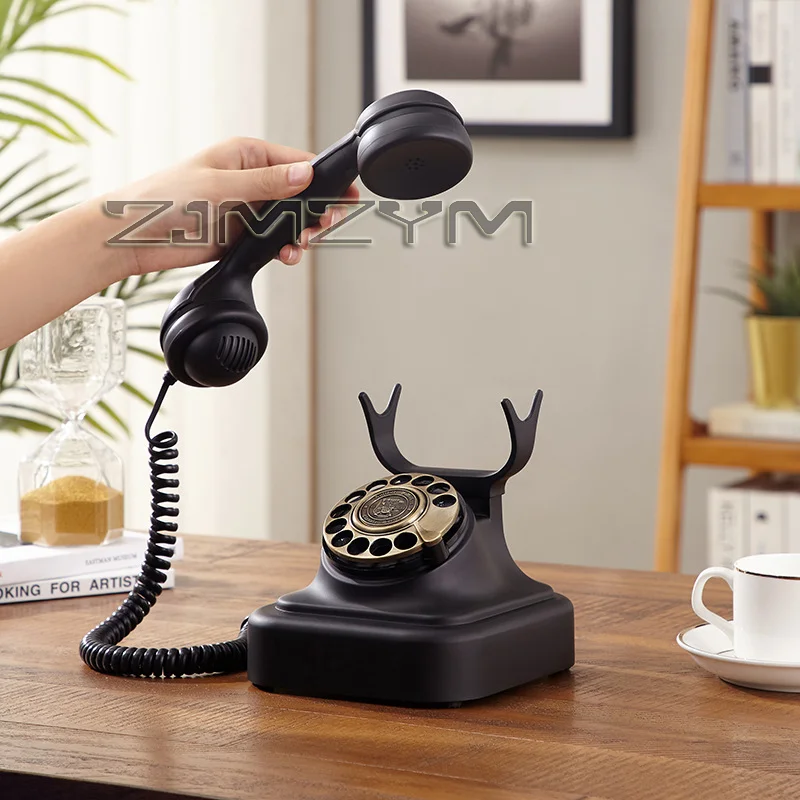Retro Landline Telephone, Landline Corded Phones With Classic Metal Bell Telephone Adjust Volume and Redia For Home Office