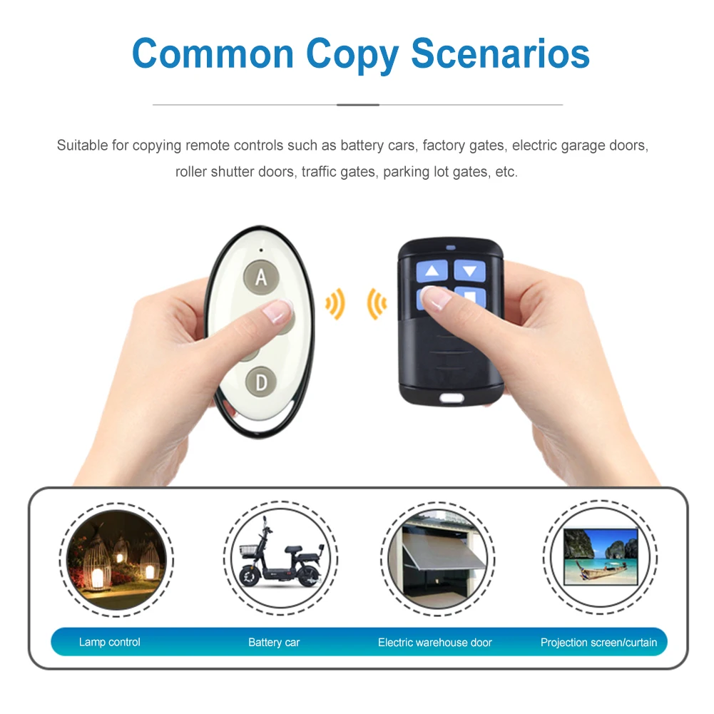 

Clone Remote Control 4 Button Remote Control Duplicator 315MHz/433MHz Wireless Clone Switch Replacement for Electric Gate