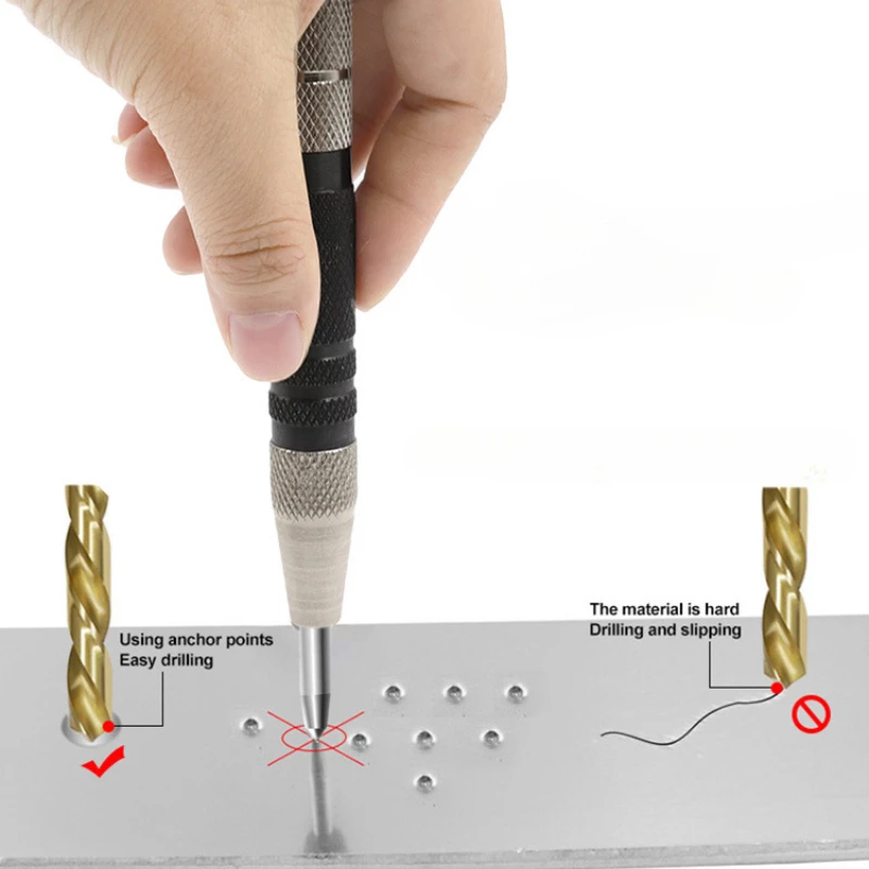 Auto Center Puncher Hole Marker Wood Metal Steel Spring Load Kerner Drill Locator Heavy Duty Punch Carpentry Automatic Hand Tool