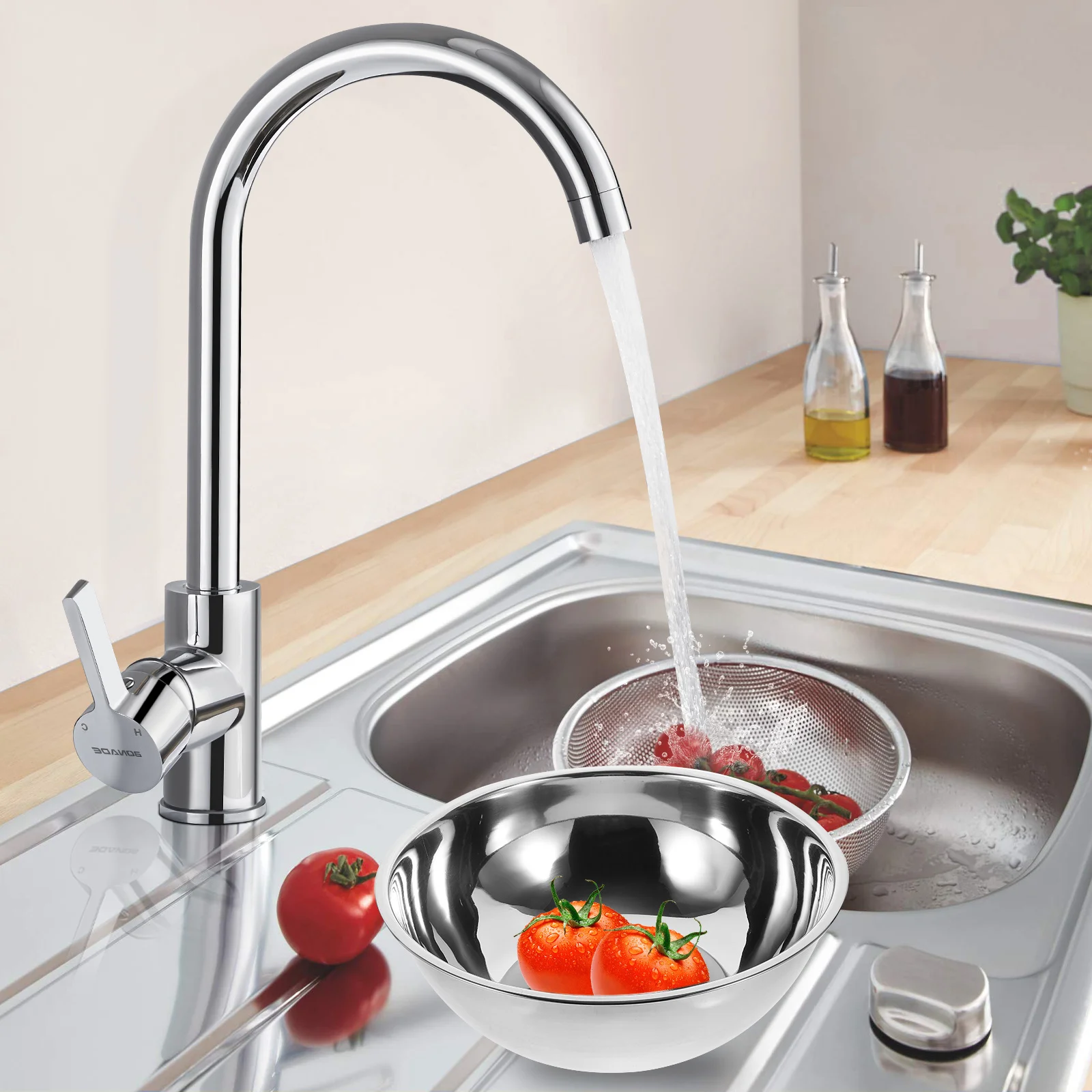 

3 шт. раковина из нержавеющей стали, сверхмощная большая миска для мытья овощей, кухонная миска для смешивания с плоским дном, противоскользящая, многоцелевая