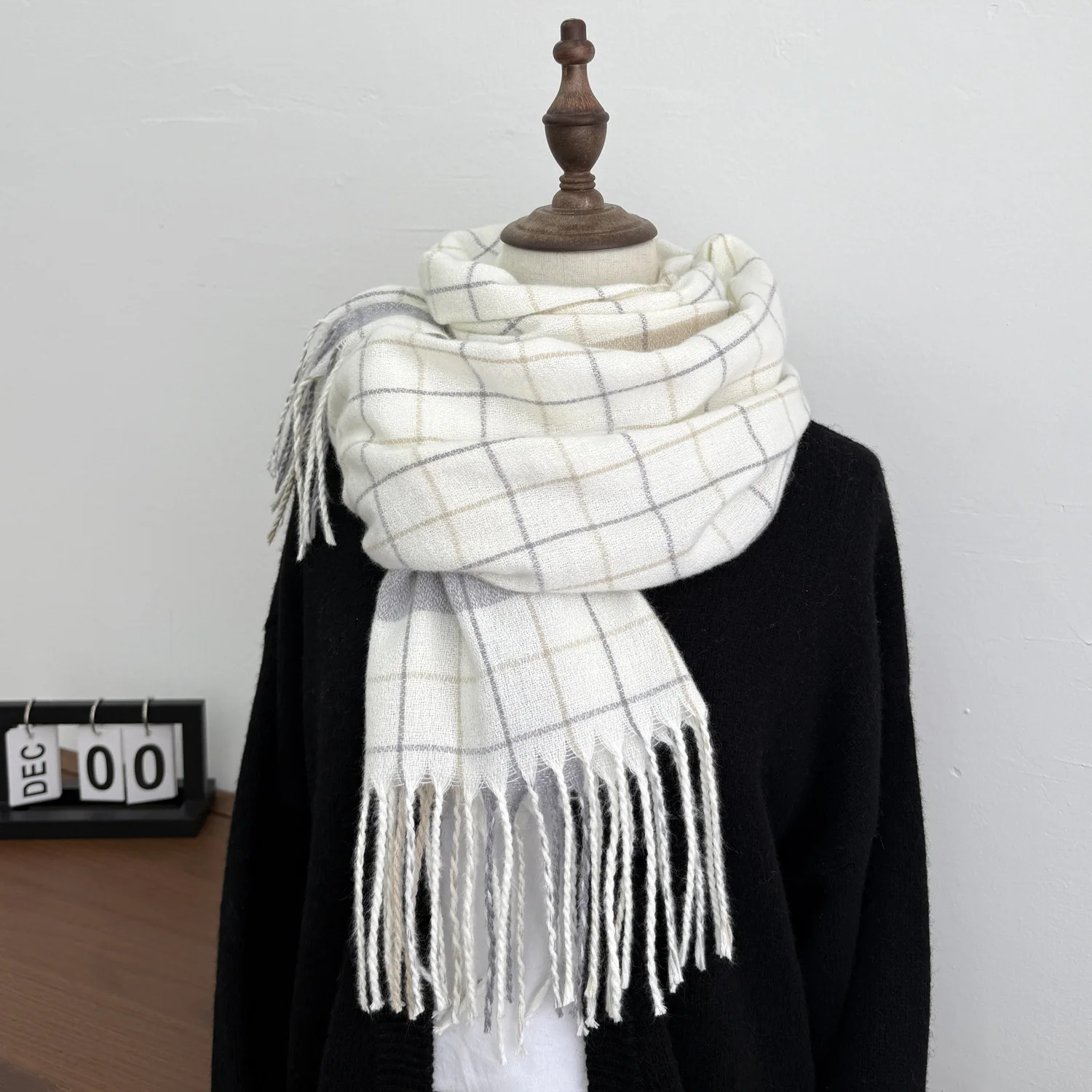 

Унисекс, новый простой эстетический клетчатый шарф, осенне-зимний теплый шарф для шеи, двусторонняя шаль, универсальная