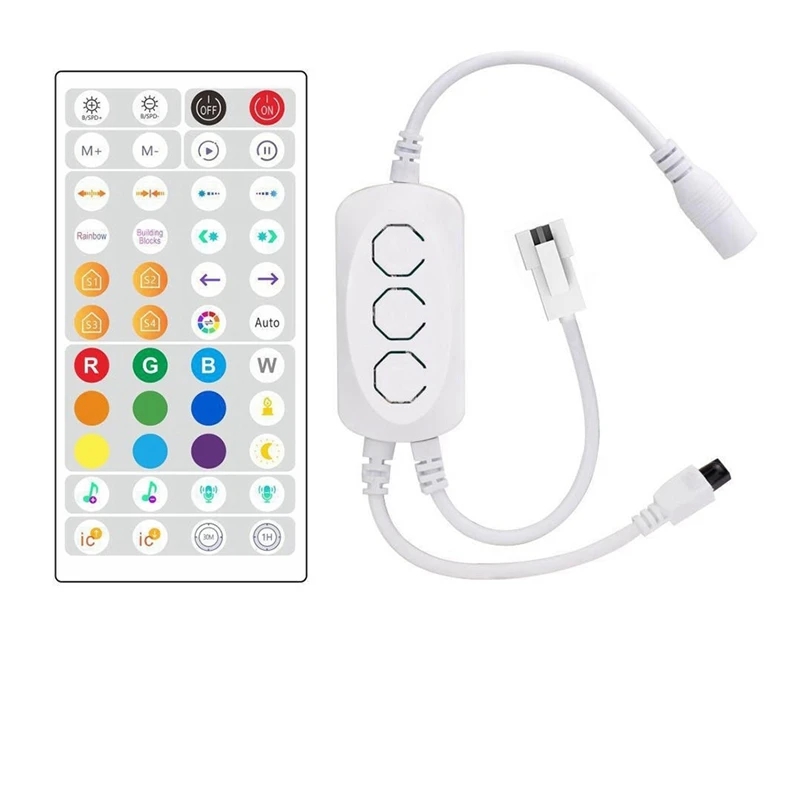 LED Controller 44 คีย์บลูทูธเปิดใช้งานเสียงอัจฉริยะ Dimming อุณหภูมิสี Strip Light Controller