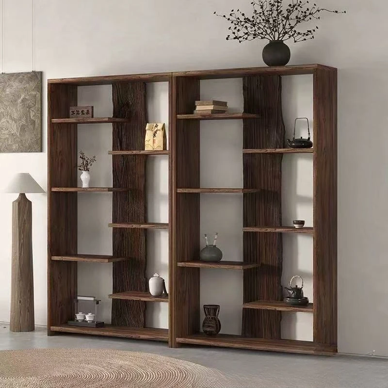 Solid wood Bogu frame Bogu frame Duobao Pavilion tea set tea storage cabinet elm shelf