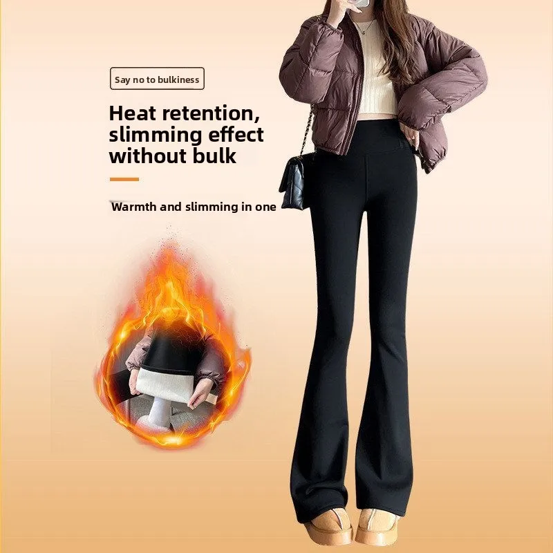 Bla Fce 裏地付きフレアヨガパンツ Thiened 冬用アウターウェア スリミングマイクロフレアベースレイヤーパンツ ロングレギンス