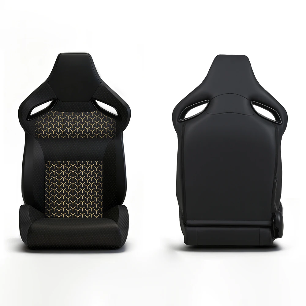 Adjustable Sports Racing Seat PU Leather PVC Steel Frame Universal Fit Track/Street Cars 21.7inch Seat Width Custom Logo Not