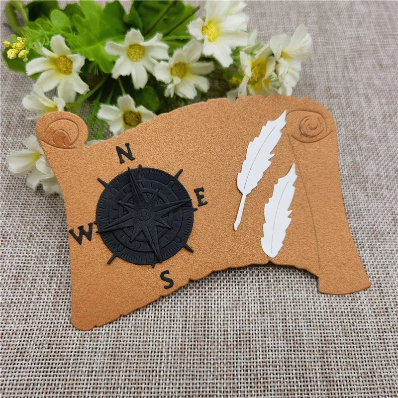 NEW Compass book scroll Metal Cutting Dies Scrapbook Embossing Cut Dies for DIY Handcraft Paper Card Making Decor Handmade Craft