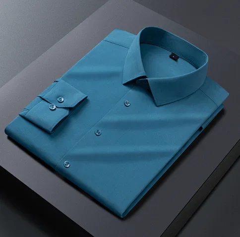 MAIDANGDI Men's Business Shirt Ice Silk Non Ironing Solid Color Breathable High End Shirt Multi Color Large Size