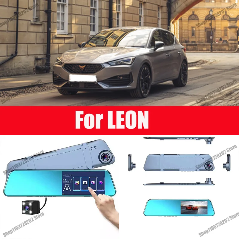 

For LEON Camera Car Touch Screen Video Recorder Rearview mirror Dash Cam Front and Rear Camera Mirror DVR