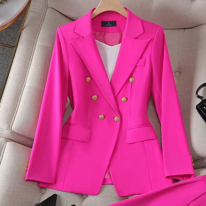TOP QUALITY New Fashion Designer Jacket Women's Classic Double Breasted Buttons Blazer Outer
