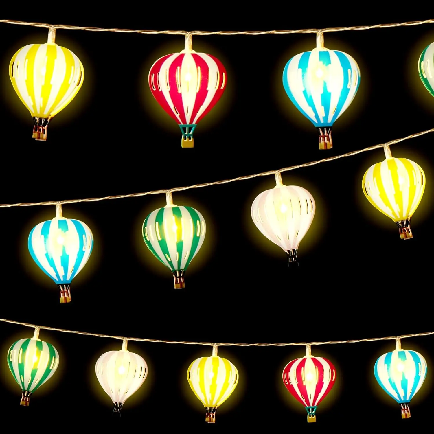 

20 LED Hot Air Balloon String Lights, 10ft Battery Operated Decor for Party, Wedding, Nursery