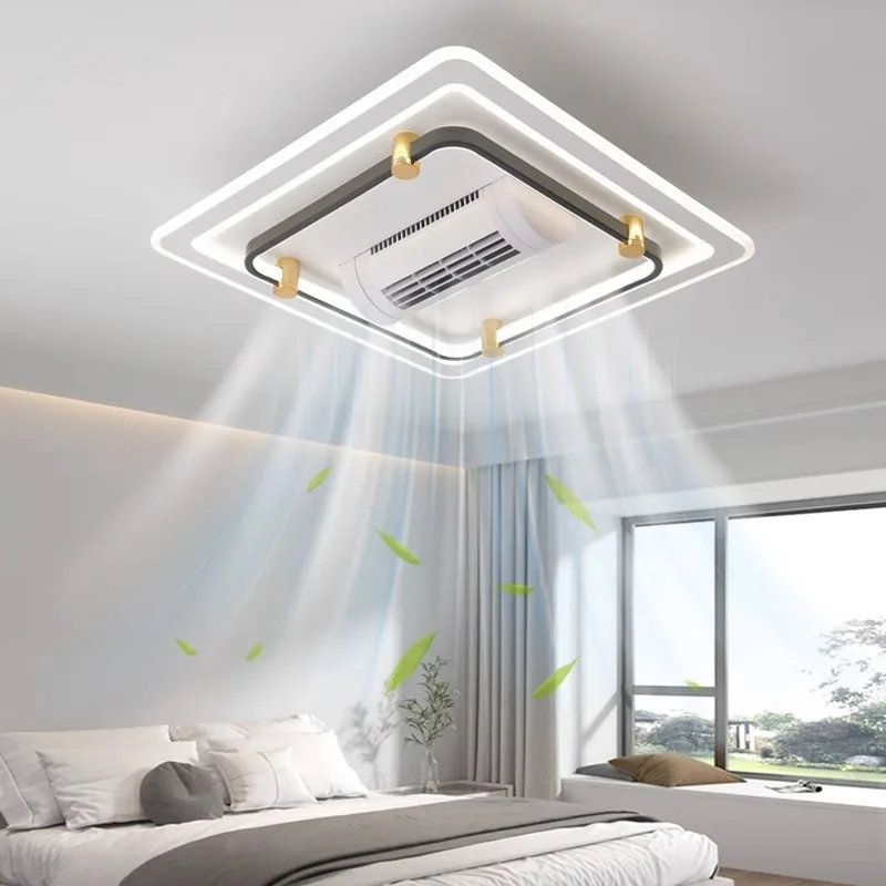 Indoor Living Room Bedroom Acrylic Modern Bladeless Inverter Ceiling Fan with Light and Remote Control