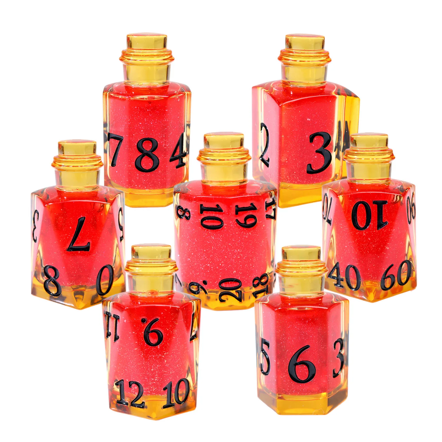 

Potion Bottle DND Dice Set,Liquid Core Polyhedral Resin Dice with Healing Elixir Design for Tabletop RPG Games-Bottle10