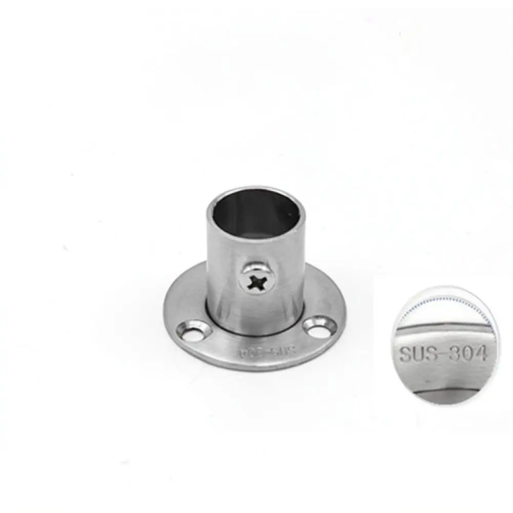 Sturdy Metal Closet Rail Support Socket Stainless Steel Flange Bracket For Wardrobe Hanging Rod Furniture Pipe Hardware