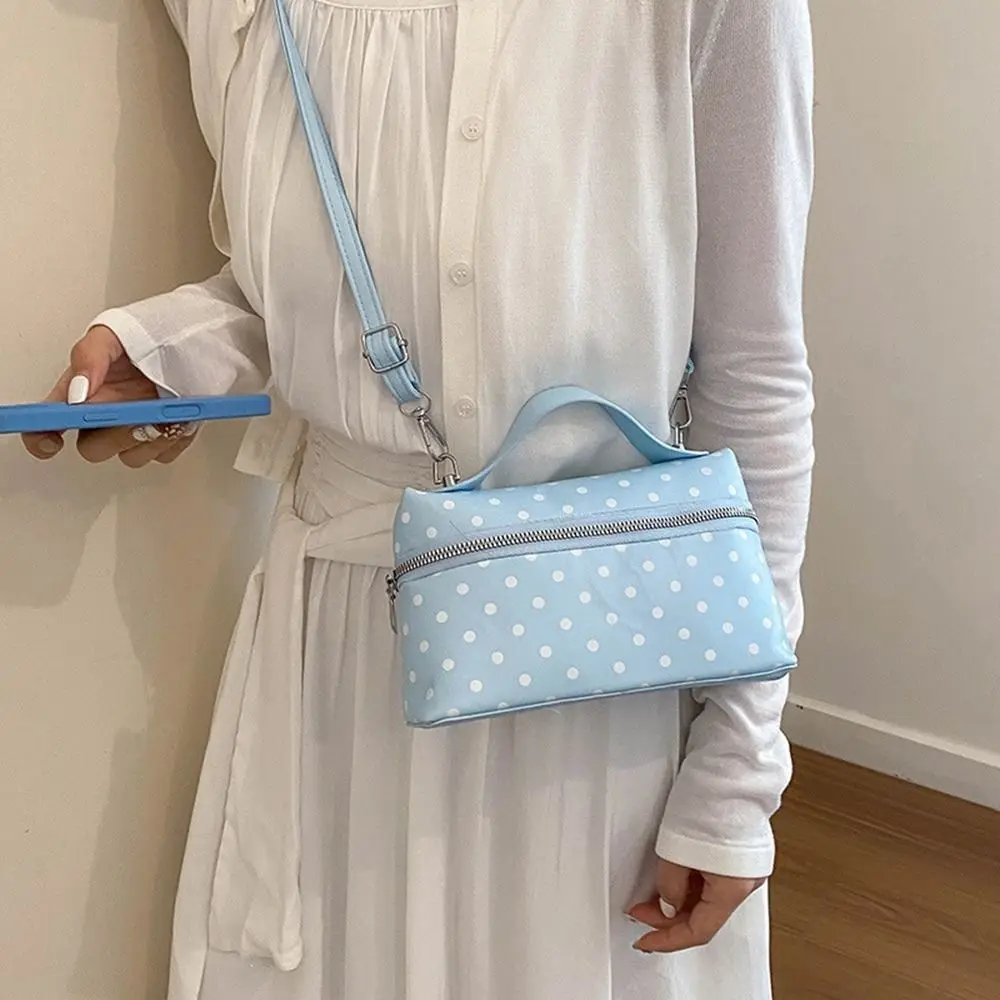 Modische Umhängetasche mit Reißverschluss und Polka-Dot-Muster, Leichtgewichtige Messenger-Tasche mit Verstellbarem Schulterriemen, Polka-Dot-Reißverschlusstasche für Dates – Detail 7