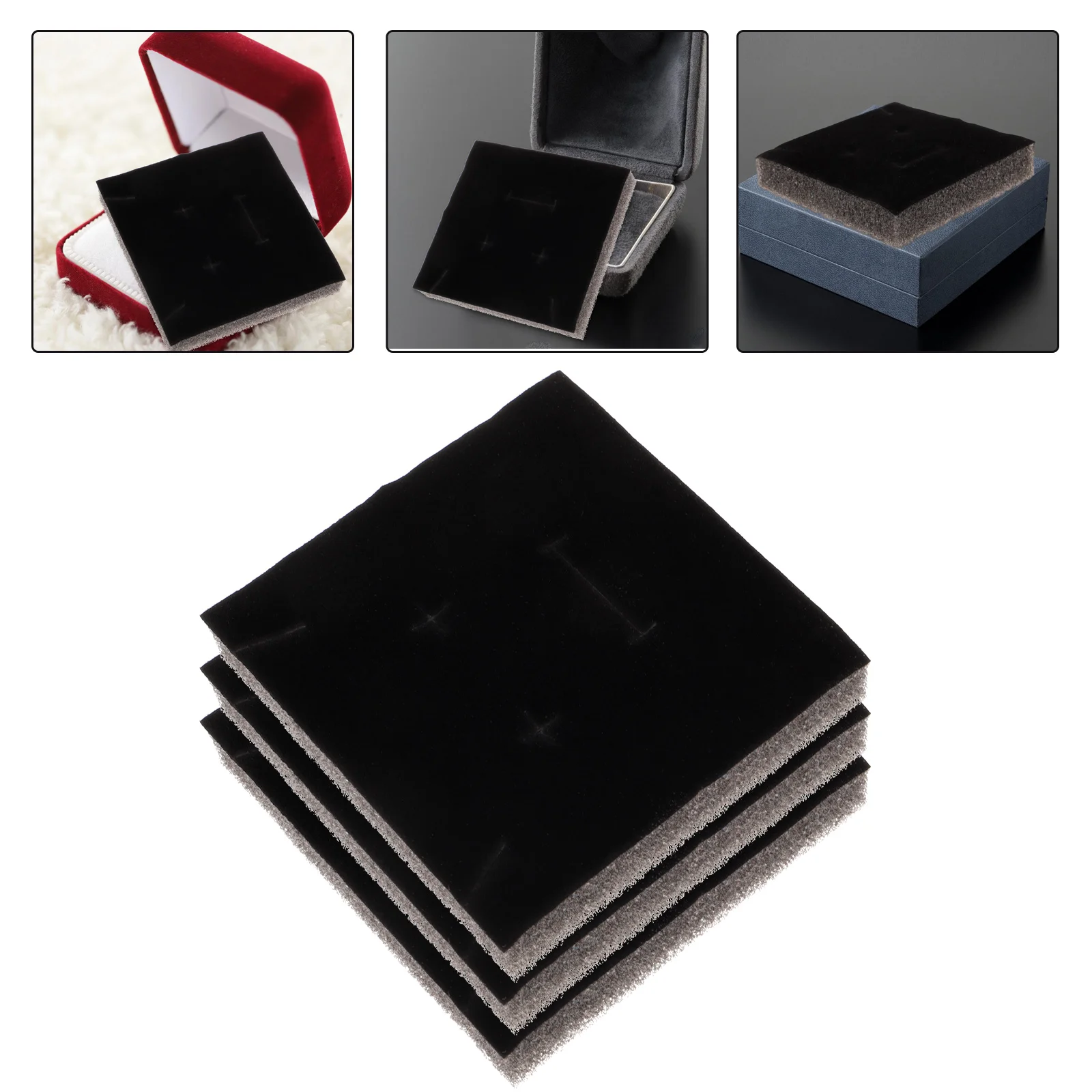 20 Pcs Sponge Lining Jewelry Organizer Insert Display Case Ring Mosaic Mat Inserts Holder Black Boxes