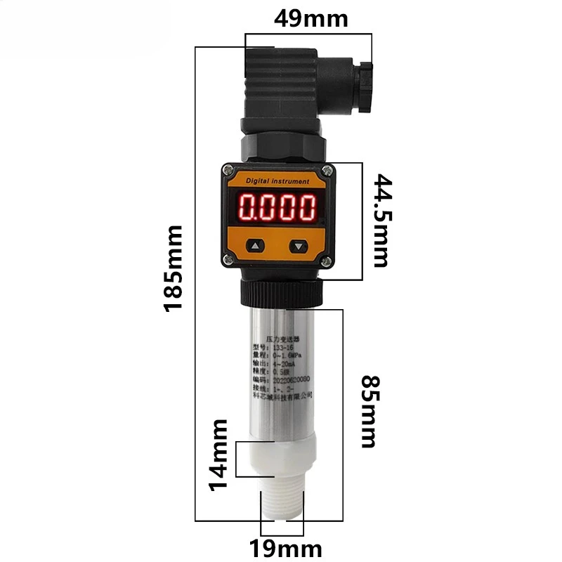 PTFE anti-corrosion pressure transmitter, resistant to strong acids and alkalis, PTFE digital pressure sensor