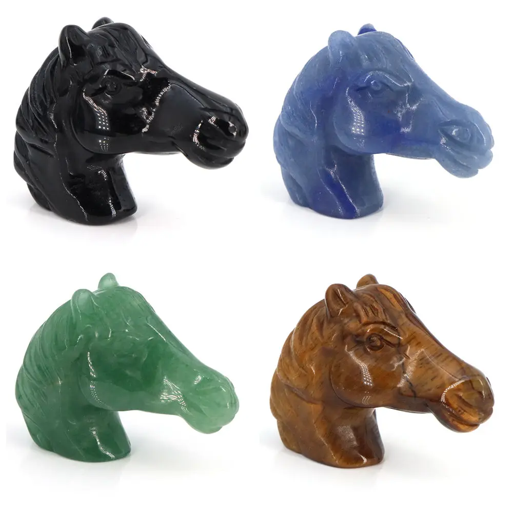 

Натуральный камень Кристалл Ручная резная статуя головы лошади Исцеляющая фигурка животного Рейки Драгоценный камень Ремесла Хэллоуин Украшение дома Подарок