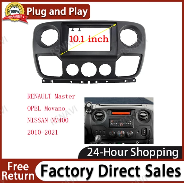 10.1 Inch Car Radio Facia For Nissan Nv400 Renault Master Opel Movano 2010-2021 car Panel Dash Frame cable