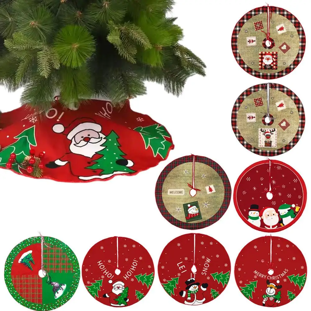 60cm Christmas Tree Mat Soft Polyester Tree Skirt For Christmas Tree Bottom Decor Rustic Vintage Christmas Decorations For C1a2