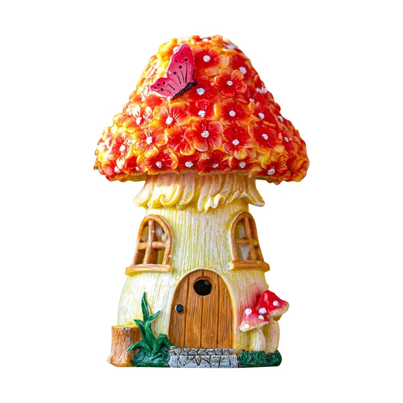 

Outdoor Statue Fairy And Gnome House Waterproof Mushroom Figurines For Outside Patio Lawn Decor Durable Easy To Use