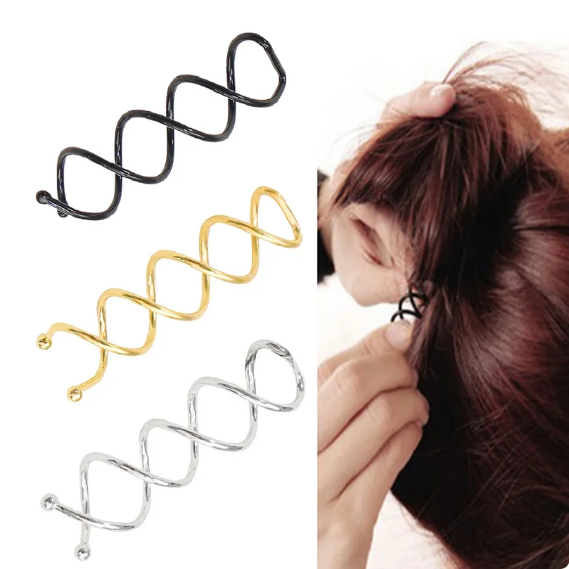 10 adet Metal Spiral Pin saç tokası Büküm Tarak Tokalar Broşlar Bobby Bun Sopa Seçim Kadınlar için Kız Düğün Aksesuarları Süsler
