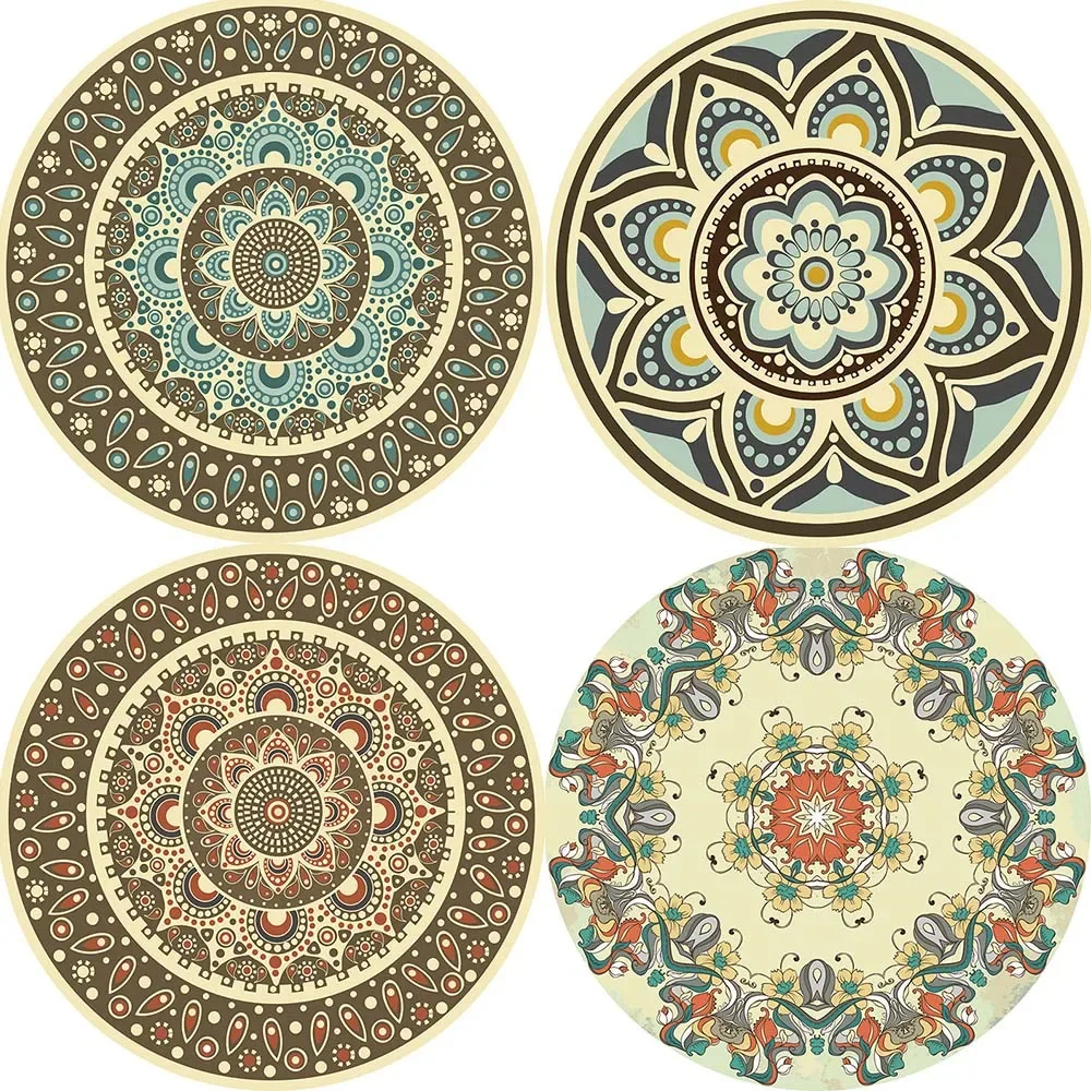 New Ethnic Persian Mandala Round Rug Floor Mat Cloakroom and Yoga Non-slip Living Room