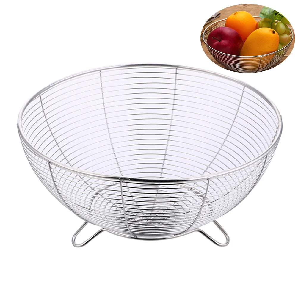 

22cm Stainless Steel Fruit Vegetable Basket Bowl Rust Free Smooth Polishing Technology Kitchen Tool Stainless Steel Fruit Basket