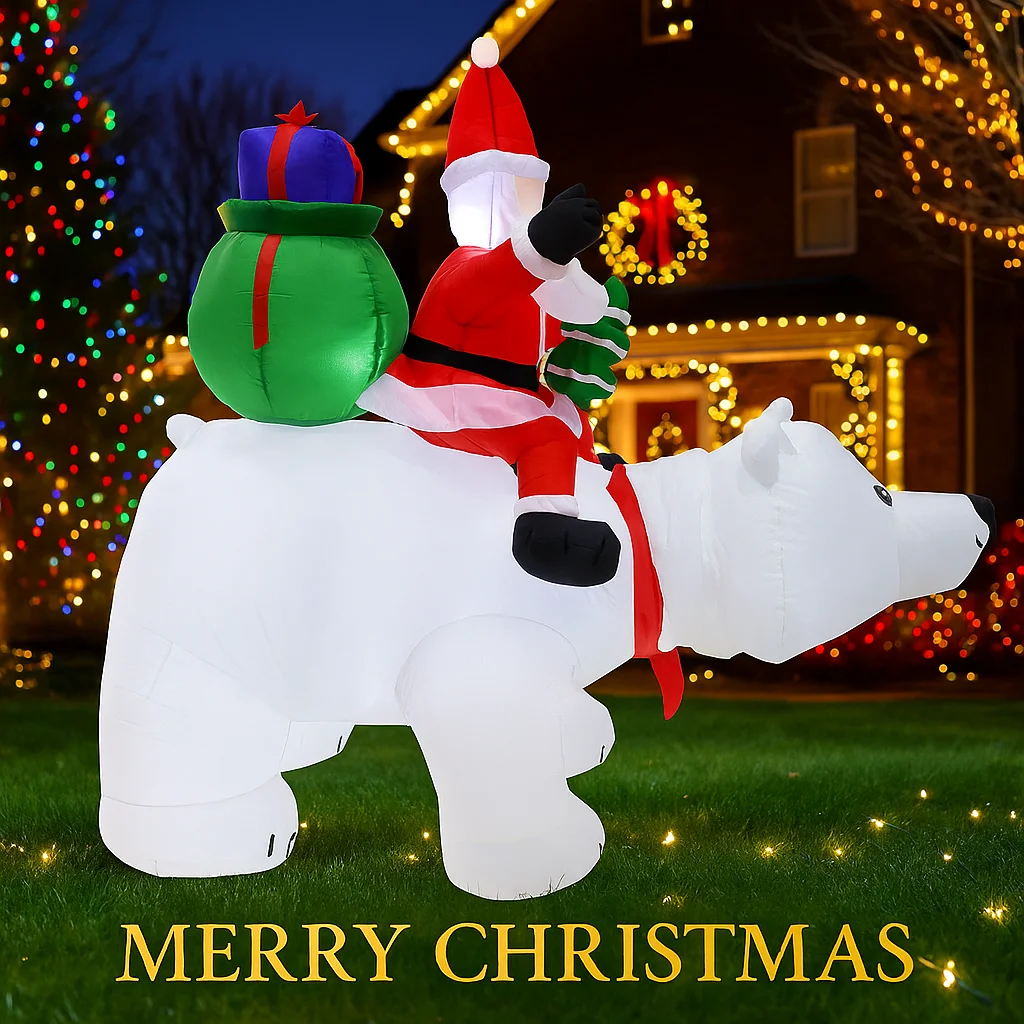6,89 футов уличное праздничное украшение Рождественский надувной медведь Санта-Клауса игрушки встроенные светодиодные фонари Yard Party Decor украшения для домашнего декора