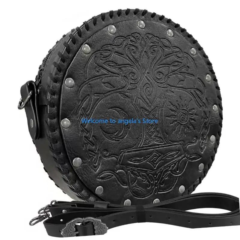 

X4YC Medieval Vintage Leather Waist Pouches With Leather Belt Halloween Waist Bag Side Pack Halloween Costume Accessory