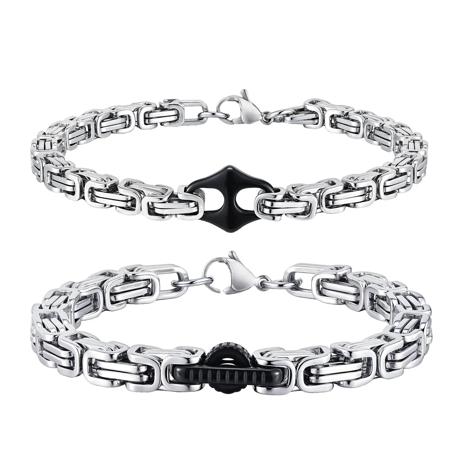 

Byzantium Bracelet for Men,Silver Color Stainless Steel Chain Wirstband,Classic Original Jewelry