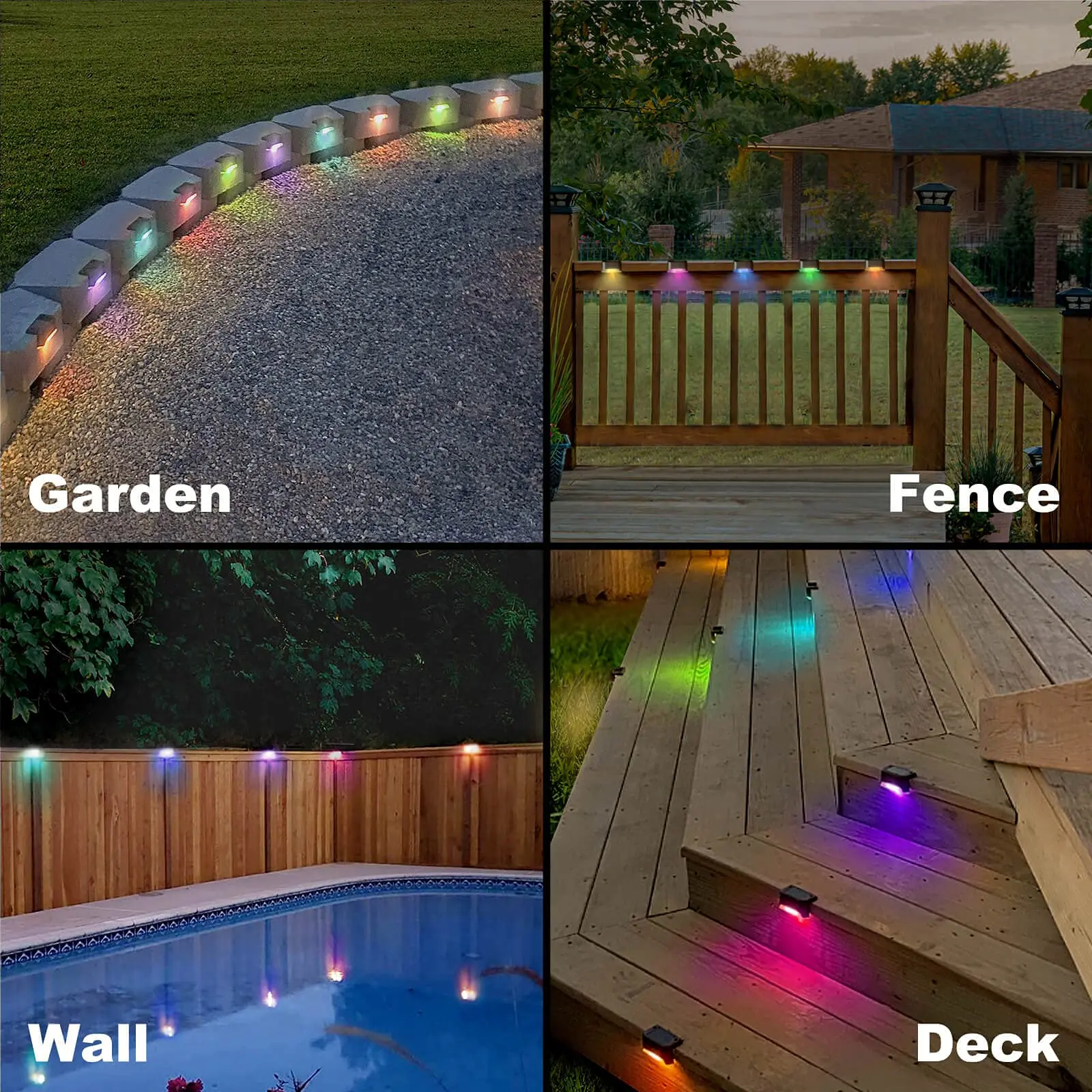 Color Changing Waterproof Led Solar Step Light Outdoor Deck Railing Stairs Step Fence Yard Patio Christmas Decoration Lights