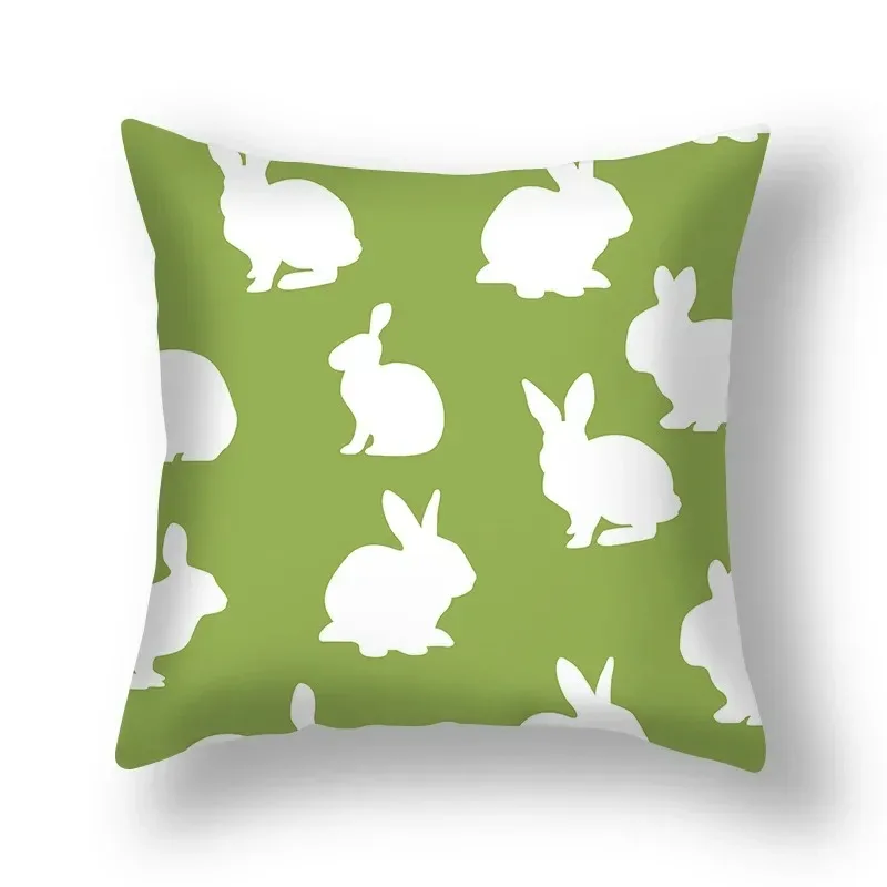 Bunny Pillowcase 45x45 Green Black Orange Rabbits Pillow Cover Easter Party Decorations Home Sofa Decorative Plaid Cushion Cover